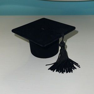 Black graduation cap ring box